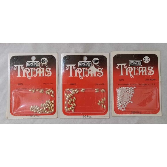 Vintage Craft House Design Trims Sequins Beads New - Lot of 3 - Picture 1 of 2